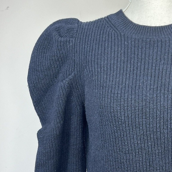 LK Bennett Navy Blue Puff Sleeve Knit Sweater Size S Jumper - Picture 3 of 12